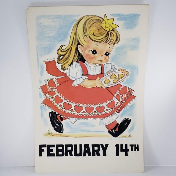 Vintage 1969 Classroom Poster Atrelle Dill Roberta Ross February 14 Valentine